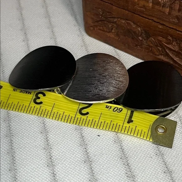 Vintage 2 Tone Metal Disk Panel Elastic Stretch Bracelet - Picture 8 of 13